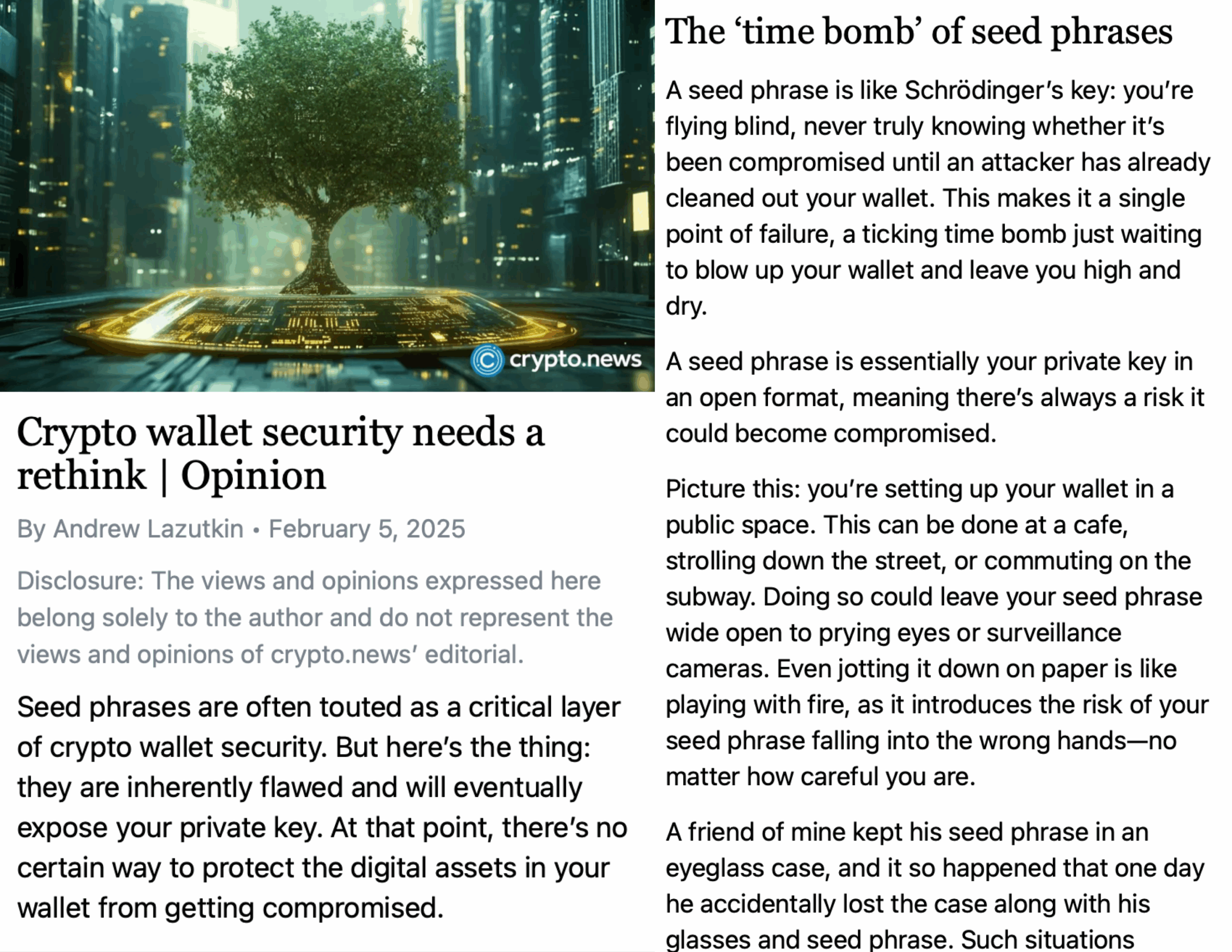 Crypto.news Tangem Crypto wallet security needs a rethink | Opinion