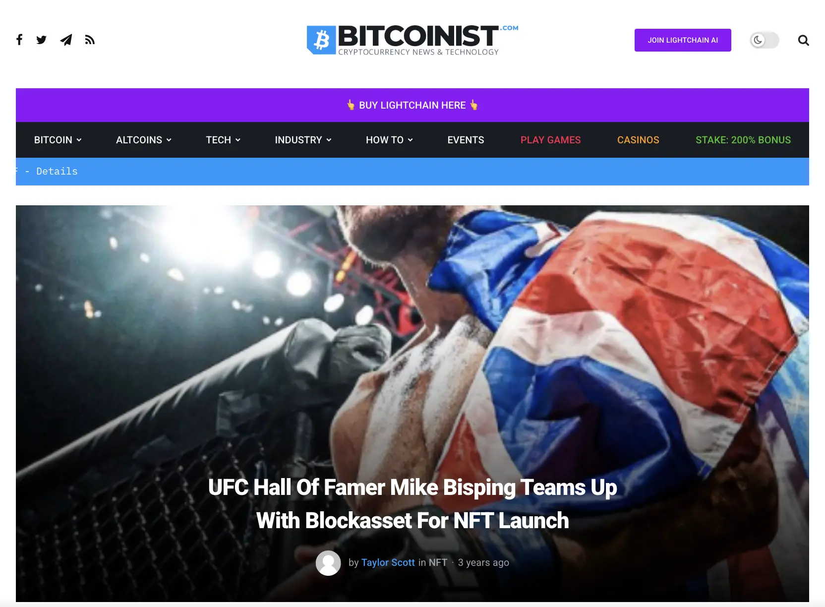UFC Hall Of Famer Mike Bisping Teams Up With Blockasset For NFT Launch